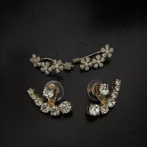 Elegant Gold and Silver Crystal Earrings Set